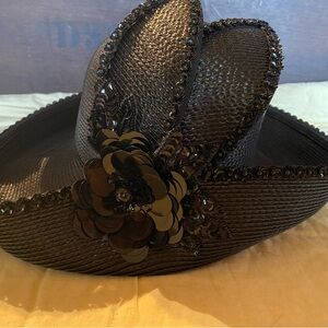 Elegant Black Women's Hat with Floral Accent